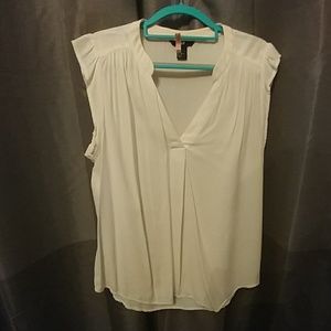 H&M white blouse with tiny ruffled cap sleeves